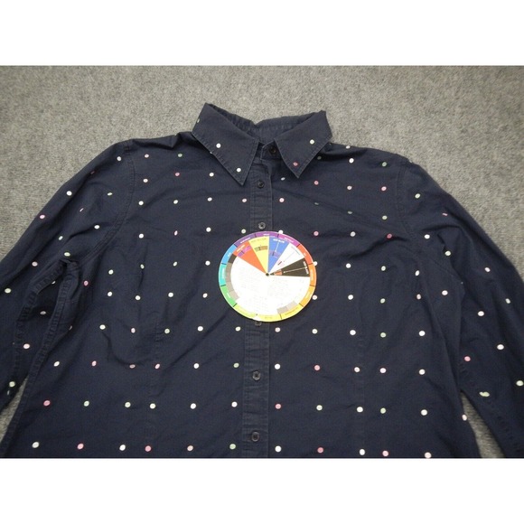 Jones New York Signature Button Up Shirt Top Women's Plus Size 1 Blue Polka Dot - Picture 2 of 7